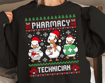 Hässliches Apotheken-Techniker-Sweatshirt, Weihnachts-Krankenschwester-Aufzeichnungs-Pullover, Apotheken-Crew-T-Shirt, Apotheker-Hoodie