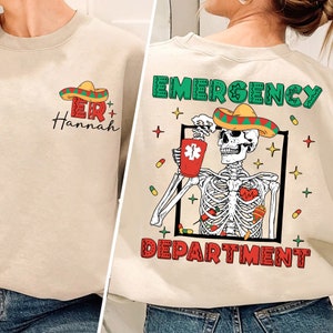 Camisa esqueleto do departamento de emergência, camisa engraçada da enfermeira do esqueleto Nacho Average Er, camisa da enfermeira Cinco De Mayo, camisa da enfermeira mexicana