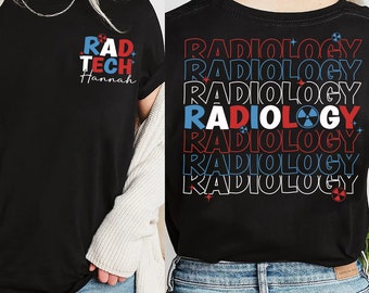 Radiología 4 de julio Rad Tech Camisa del 4 de julio, Tecnólogo radiológico American X ray CT Mri Tech Camisa, Camisa de radiología de nombre personalizado