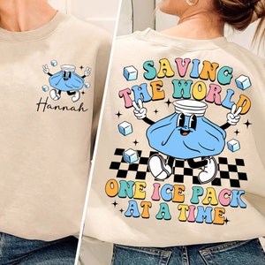 School Nurse Shirt, Nursing Student Shirt, Saving The World One Ice Pack At A Time School Nursing Graduation Shirt, Custom name Nurse Shirt