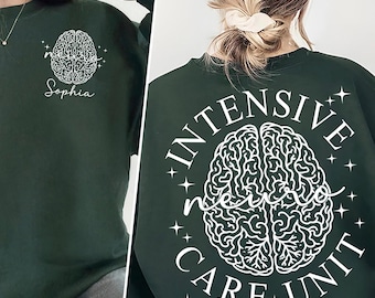 Camiseta de enfermera neurológica con nombre personalizado, sudadera de agradecimiento para enfermeras, suéter de unidad de cuidados intensivos neurológicos, camiseta de estudiante de neurología