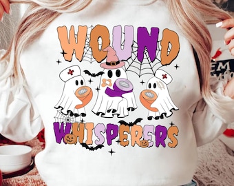 Camiseta de enfermera para el cuidado de heridas, sudadera de enfermera de Halloween, camiseta de estudiante de enfermería, camiseta de susurradores de heridas, camiseta de enfermera espeluznante, regalo de enfermera