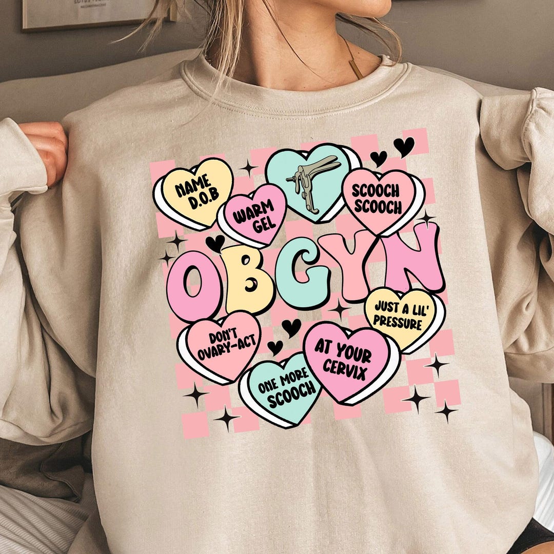 Valentine's Day Obgyn Shirt, OBGYN Nurse Cute Hearts Crewneck Sweater ...