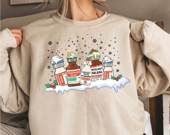 Navidad ICU Enfermera CRNA Camiseta, Navidad Enfermera Camisa, Propofol RN Farmacéutico Farmacia Tech Camisa, Enfermería Sudent Camisa, Escuela Enfermera Regalo