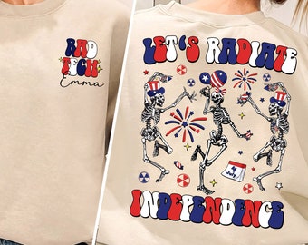 Aangepaste Rad Tech 4 juli shirt, skelet 4 juli shirt, radiologie technoloog shirt, X-Ray Tech shirt, radioloog cadeau