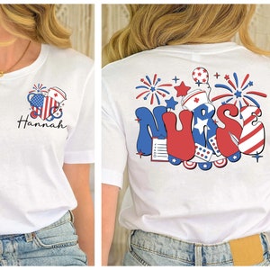 Amerikaanse verpleegster shirt, 4 juli verpleegster shirt, Independence Day verpleegster shirt, aangepaste naam verpleegster shirt, verpleegster gift