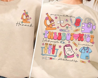 Camicia da flebotomo, Felpa con cappuccio Tech Flebotomia, Camicia da flebotomo con nome personalizzato, Regalo di apprezzamento per infermiere, Regalo per infermiere