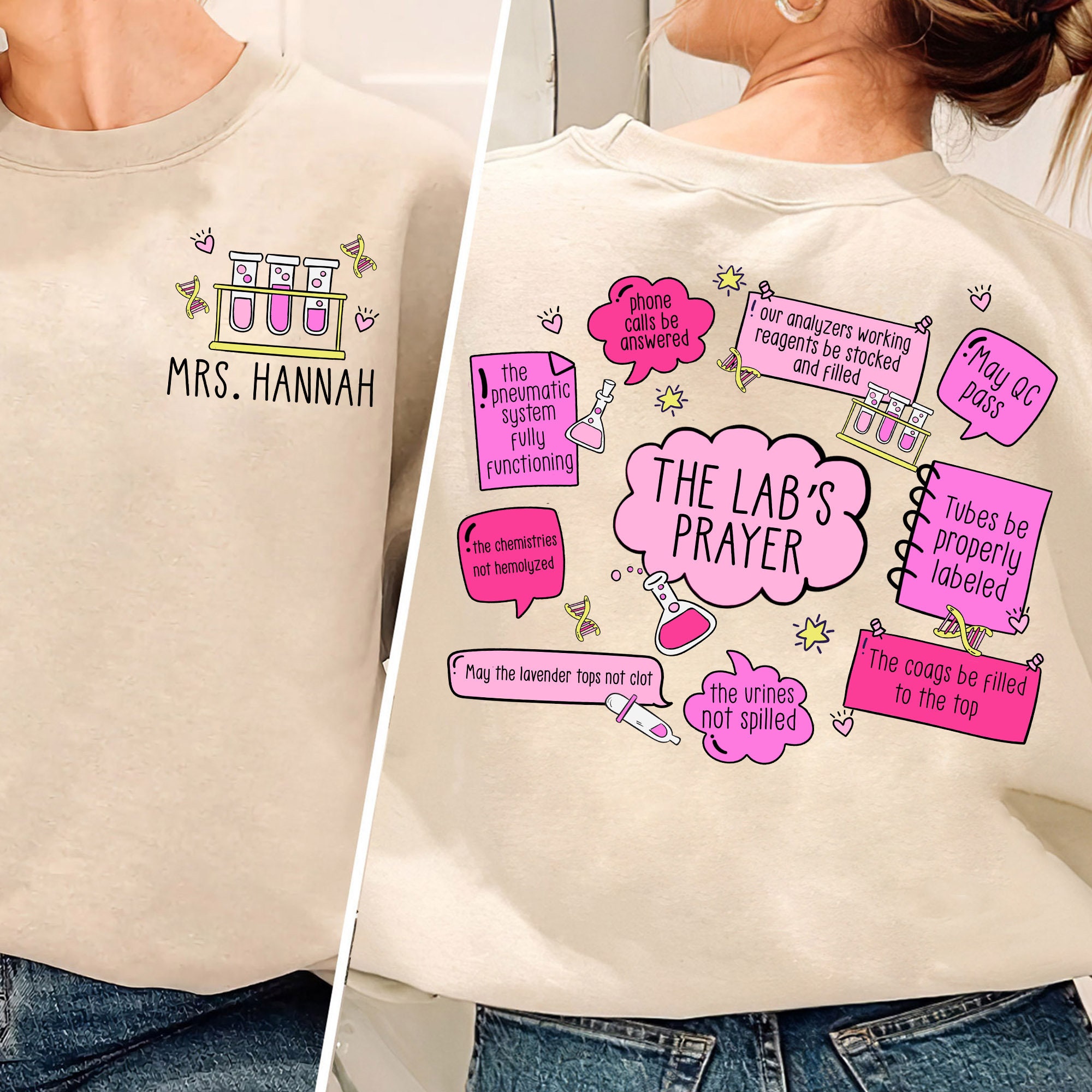 The Lab's Prayer Shirt, Medical Lab Science Sweatshirt, Custom Name Lab Tech Team Shirt, Med tech Shirt, Lab Scientist Med Lab Shirt