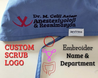 Individuell bestickte OP-Haube: Personalisierte chirurgische Hut, Krankenschwester Doktor Geschenk