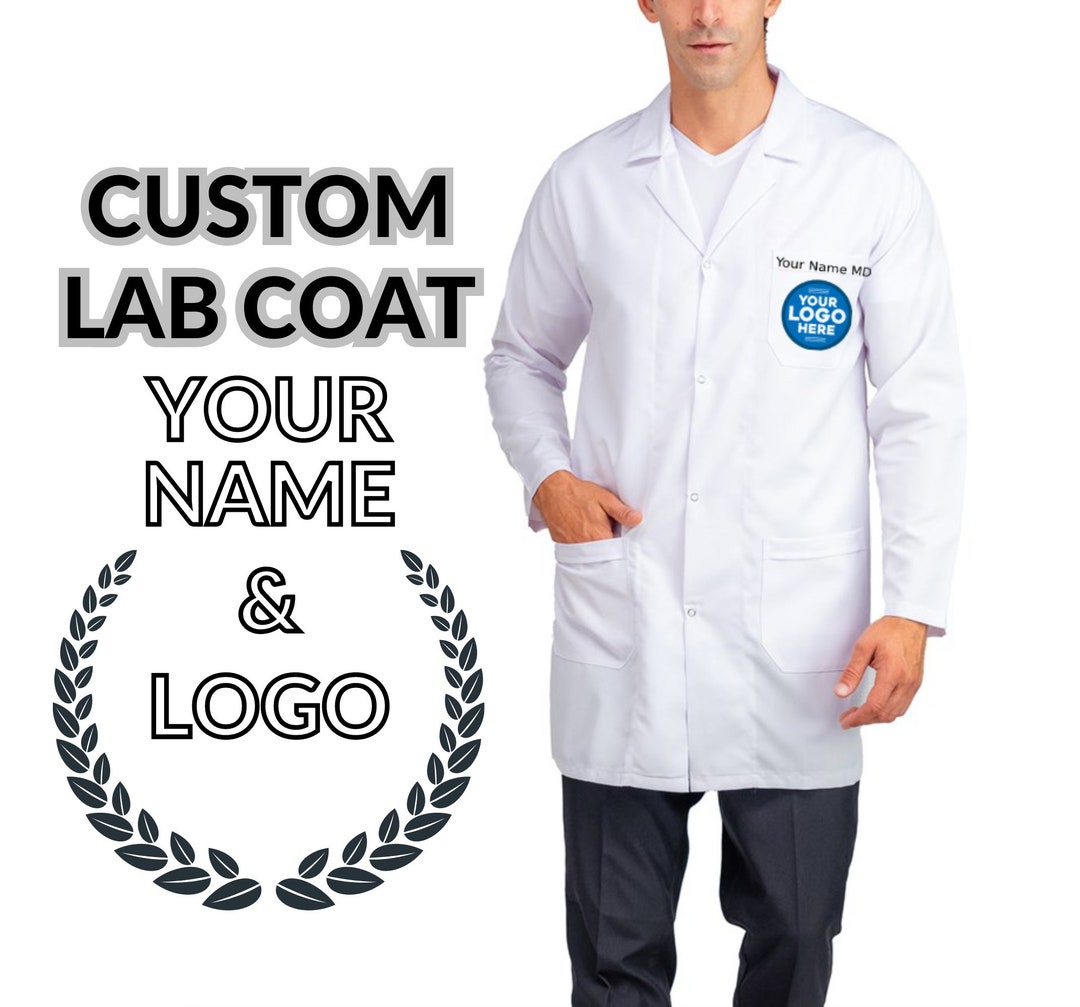 Laveecat Personalised Lab Coat For Men And Women Custom Embroidered Name White Lab Coat Doctor Costume Jacket