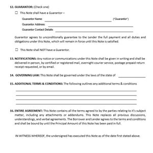 Amendment To Note Editable Promissory Note Template (WORD & PDF) - Etsy