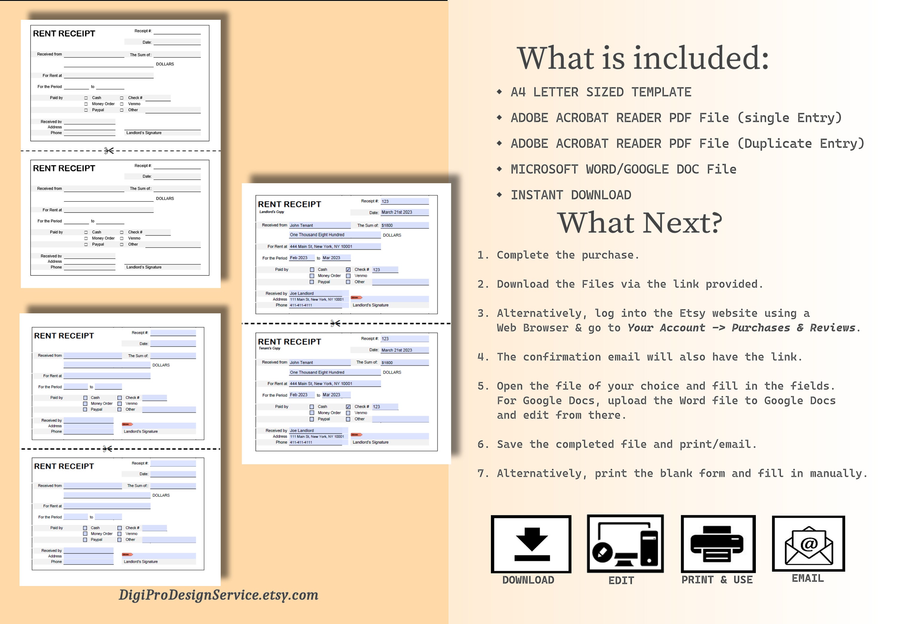 Landlord rent receipt receipt for rent tenant receipt monthly