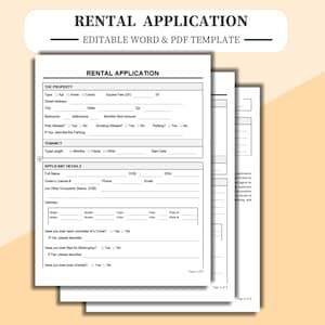 Editable Rental Application: Word & PDF Template - Etsy