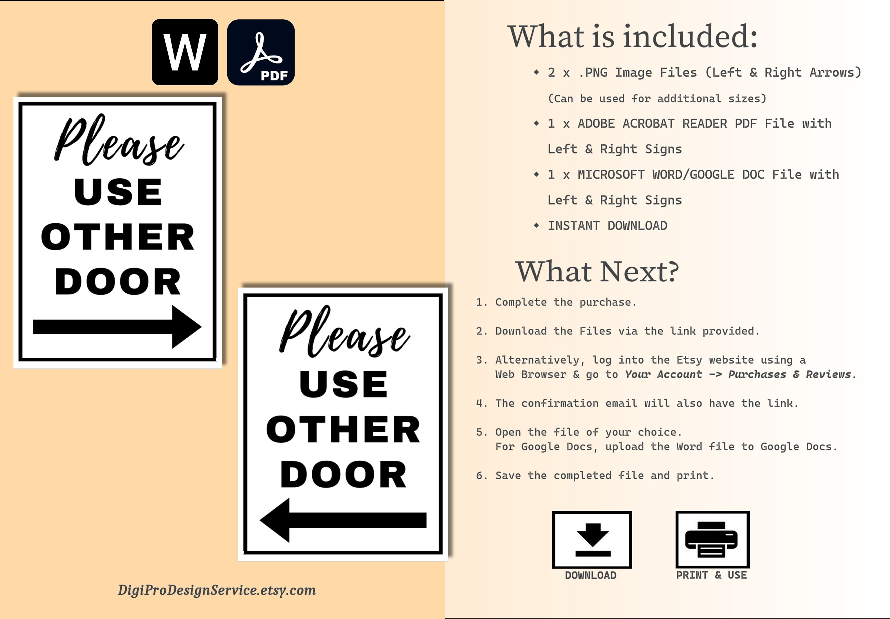 Please Use Other Door Signs. Printable Word &amp; PDF Files With Both Left ...