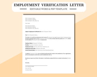Editable Employment Verification Letter Template (Digital Download)