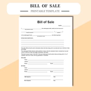 Bill of Sale Template/Form, print & hand write entries. Print in Word (DOCx), Adobe (PDF). Printable Bill of Sale, Google Docs, PDF, WORD.