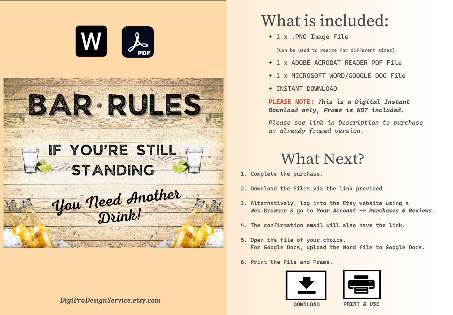 Bar Rules Sign. Printable A4/letter Size Word and PDF File, Plus PNG ...