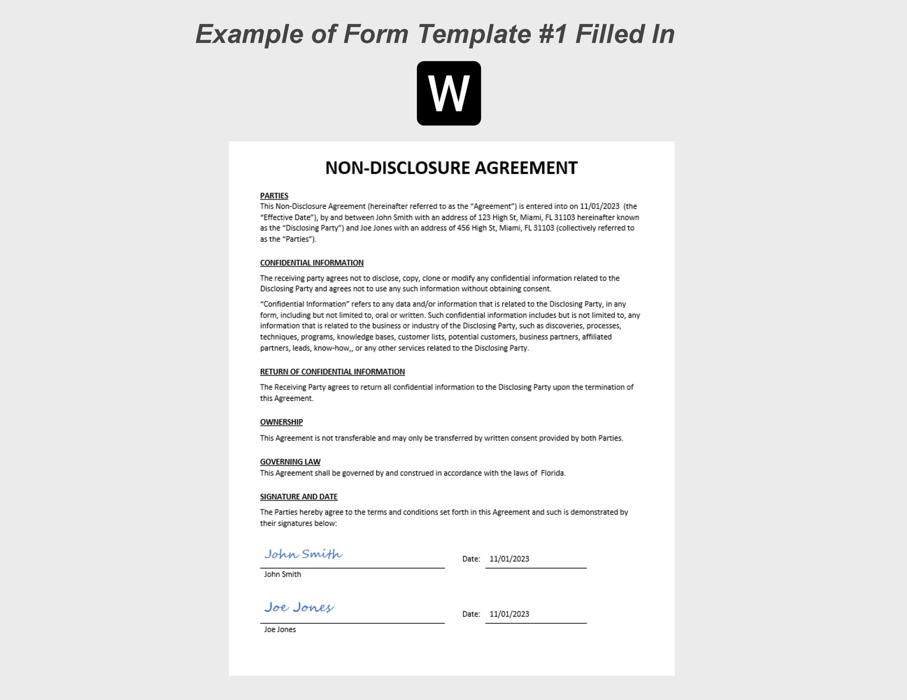 Non-disclosure Form. Editable & Printable Non Disclosure Template
