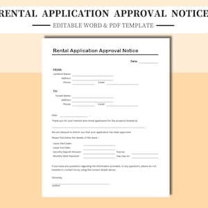 Carta/aviso de aprobación de arrendamiento de alquiler. Edite en Word o Adobe, DOC o PDF, o imprima y complete manualmente o a mano. Aprobación de arrendamiento residencial. Alquilar