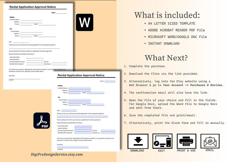Rental Lease Approval Letter/notice. Edit in Word or Adobe, DOC or PDF