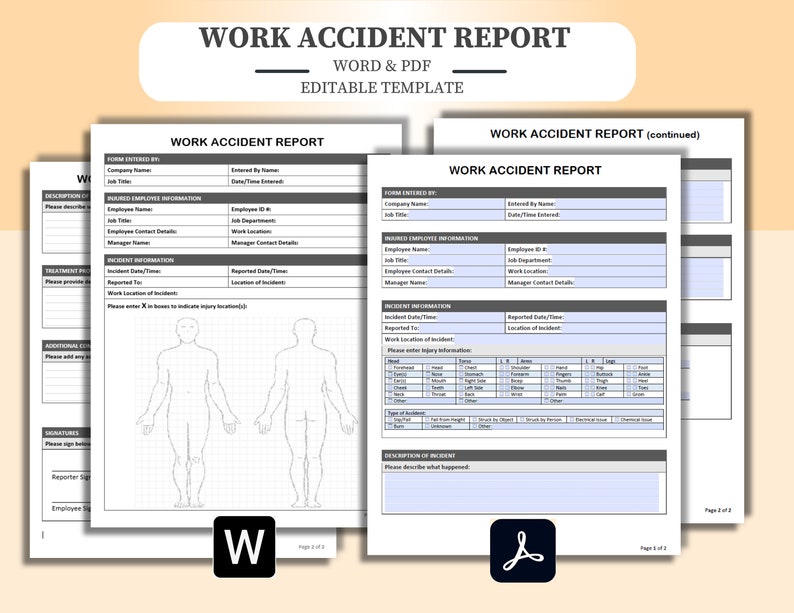 Work Accident Report Form Fully Editable / Fillable Fill in With Word Work Accident Report Form Fully Editable / Fillable Fill in With Word