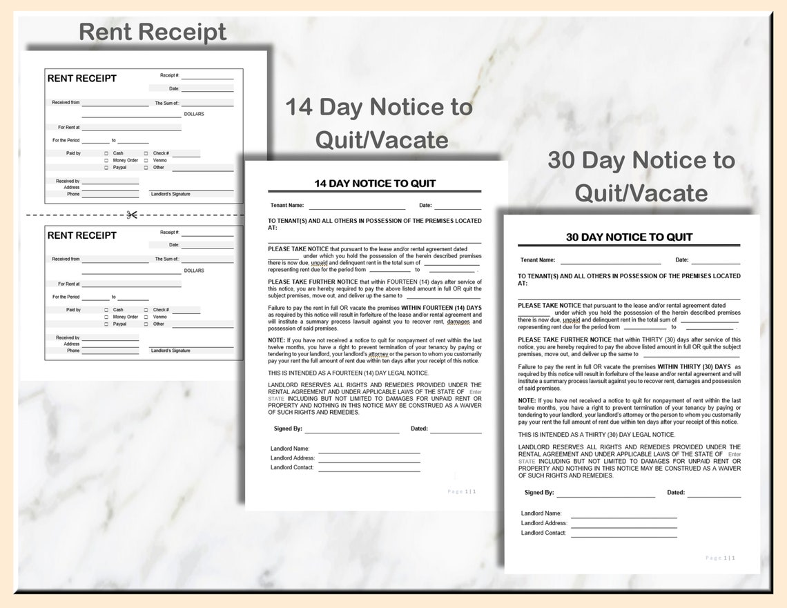 Landlord Rental Forms Bundle - 12 Forms Each in Both Word and PDF ...