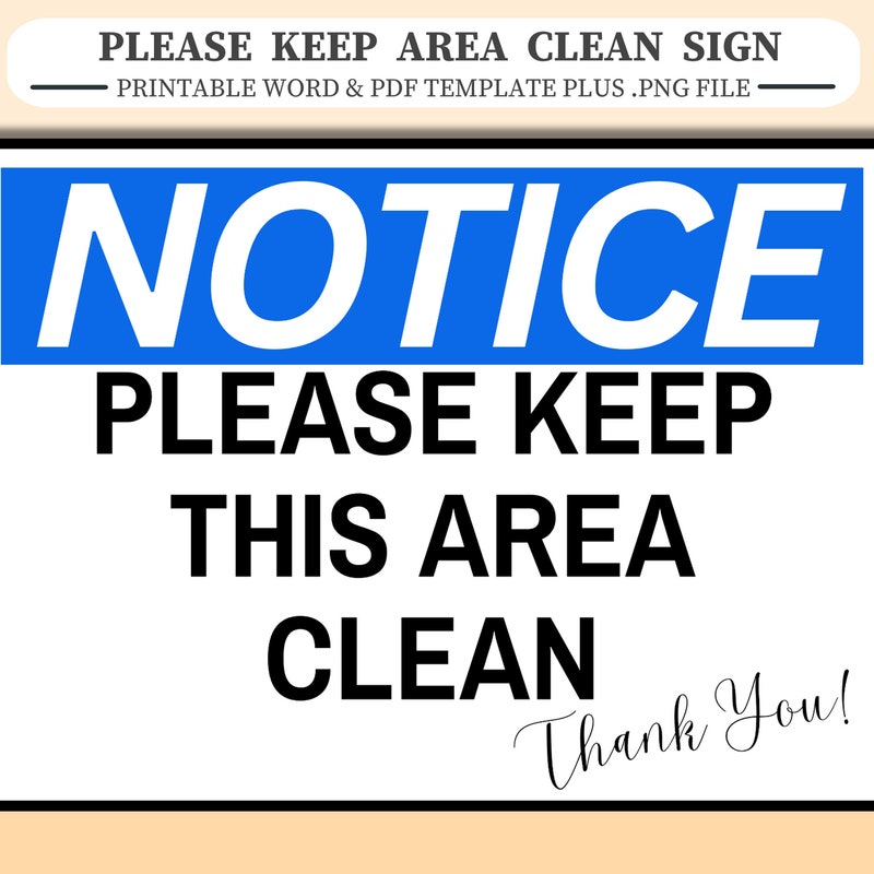 Keep Clean Sign - Etsy