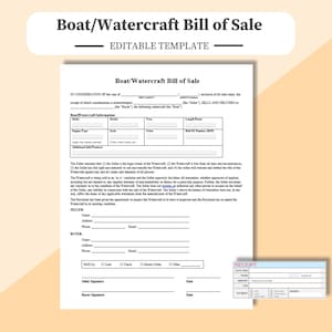 Factura de venta de barco/embarcación: totalmente editable en Word, PDF o Google Docs, tamaño A4/Carta