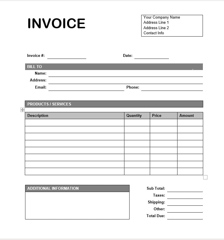 Invoice Template, Invoice Form, Business Invoice, Printable, Invoice