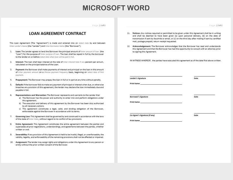 Personal Loan Agreement, Personal Loan Template, Loan Agreement, Loan