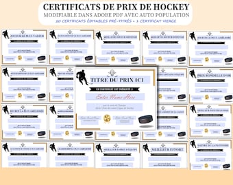 Hockey Certificate Awards: Editable PDF Template (Instant Download)