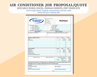 Editable Air Conditioner Proposal Template: Excel, Word, PDF