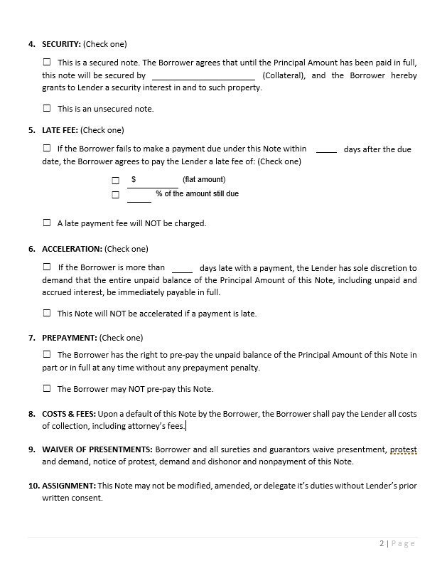 Editable Promissory Note Template (WORD & PDF) - Etsy