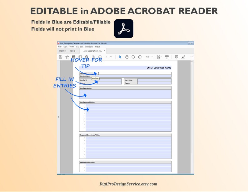 Editable Job Description Template: Word & PDF Form - Etsy