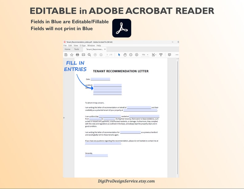 Tenant Recommendation Letter Template: Printable Editable (PDF Word