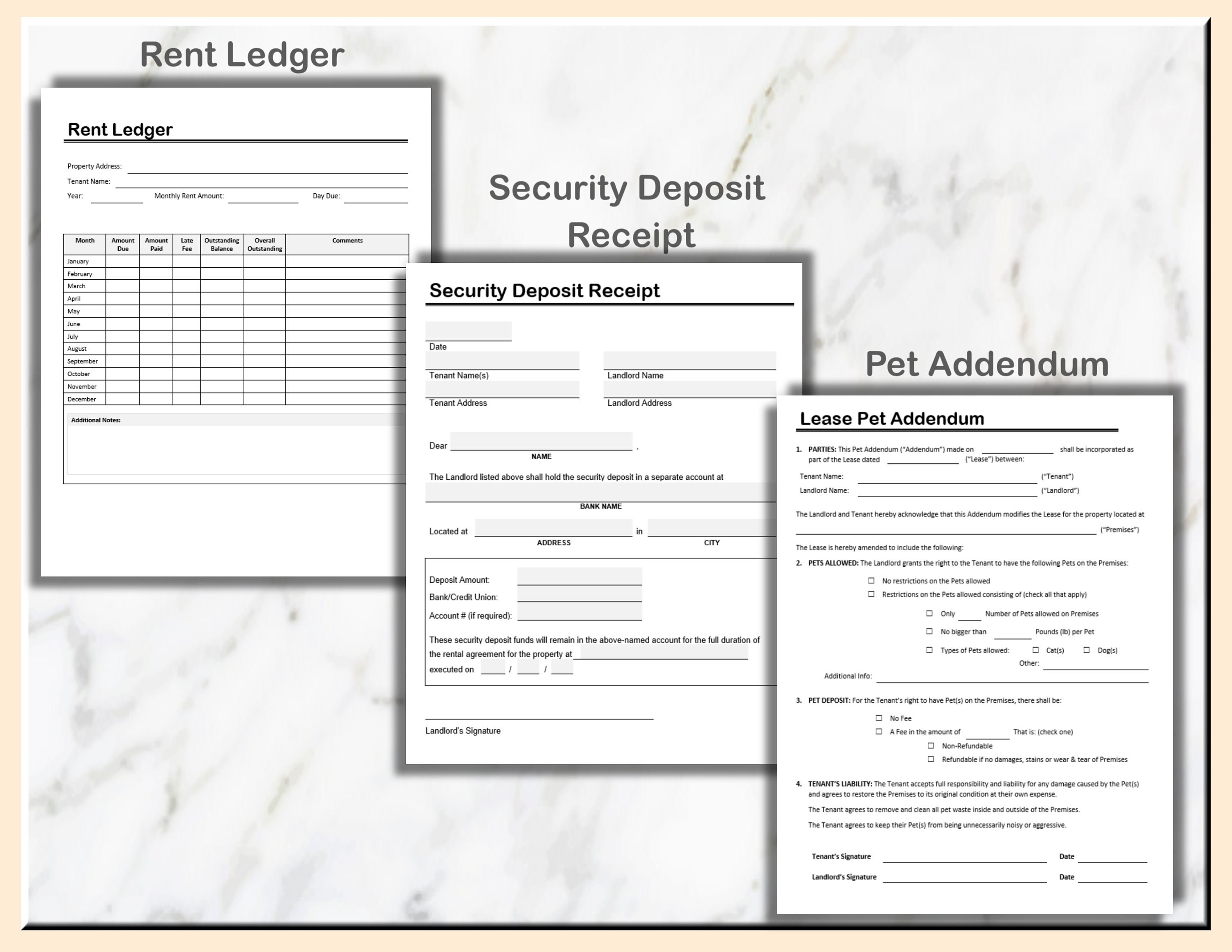 Landlord Rental Forms Bundle: Editable Lease Templates (word & PDF) - Etsy