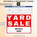 YARD SALE Sign. Printable/editable in Word &amp; PDF Templates. Yard Sale ...