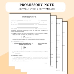 Promesse - bewerkbaar/invulbaar met WORD of PDF. Notitie promesseleningsovereenkomst.