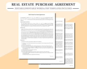 Real Estate Purchase Agreement: Editable Form (PDF & Word)