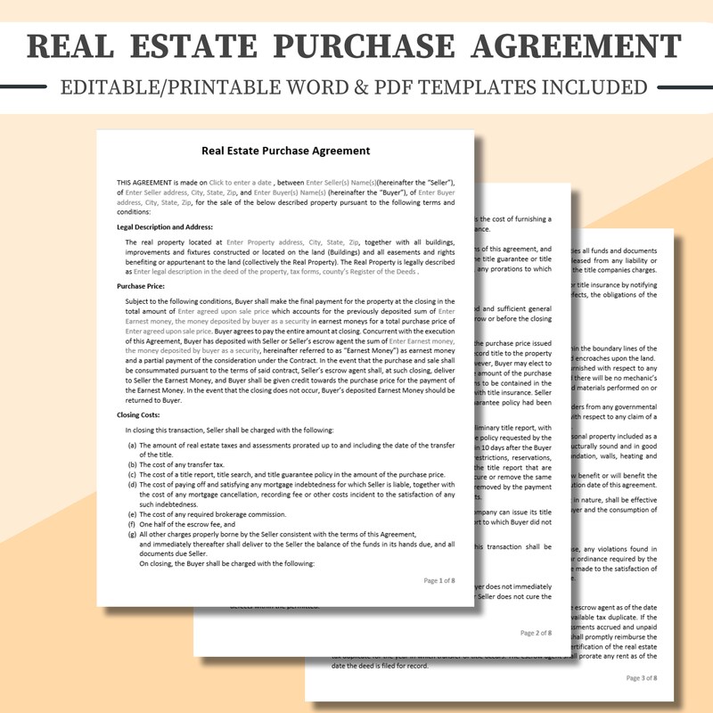 House Contract Example House Purchase Agreement - Etsy