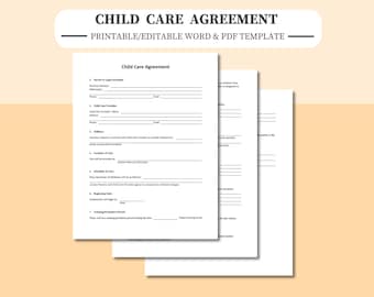 Child Care Contract Template: Editable Word & PDF Agreement