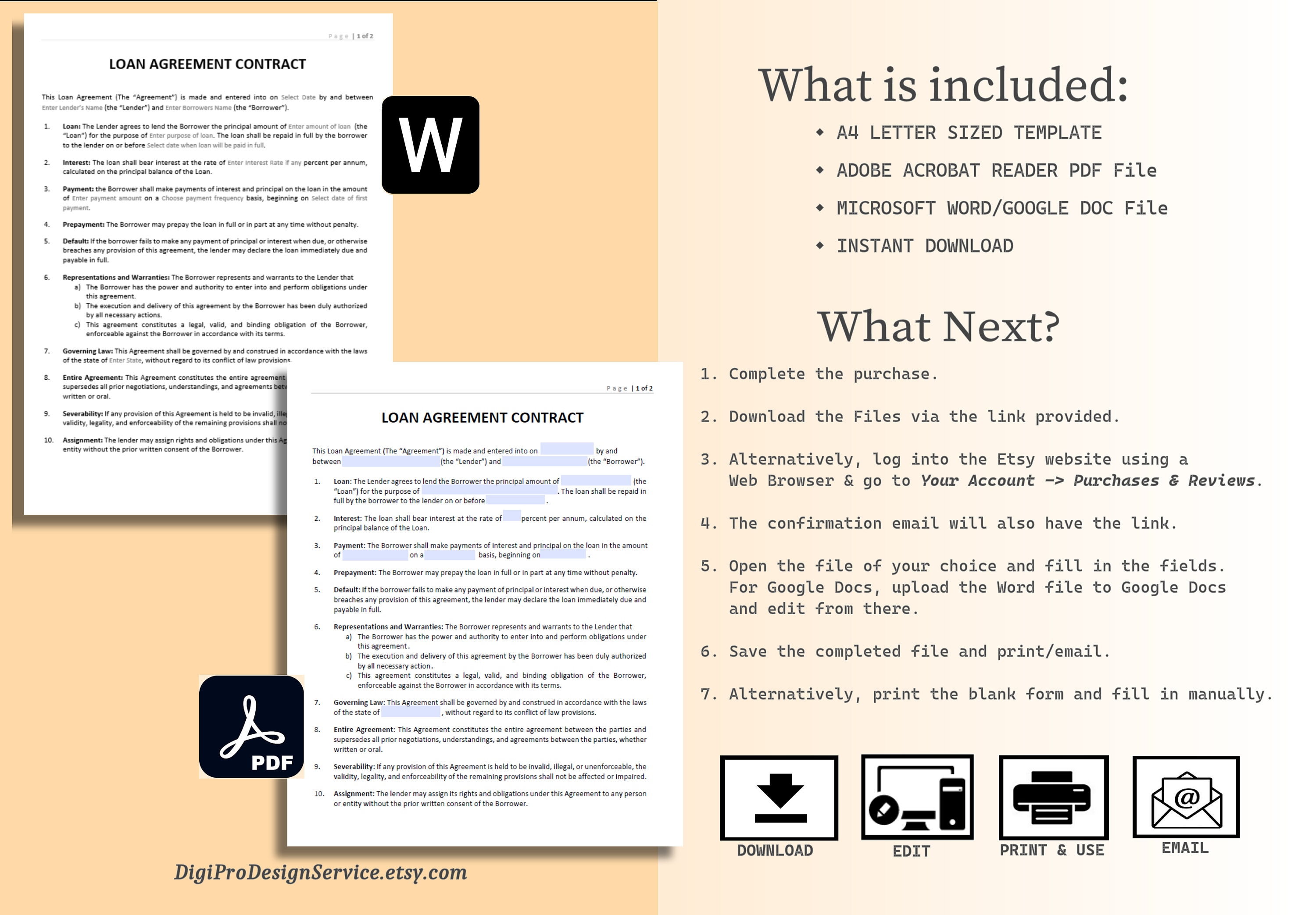 Personal Loan Agreement Template: Editable & Fillable (PDF, Word ...