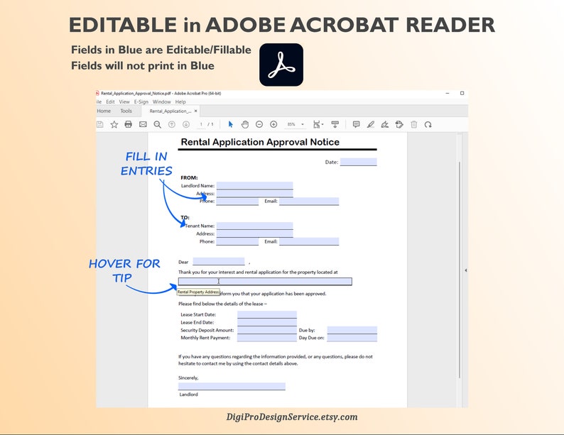 Rental Lease Approval Letter/notice. Edit in Word or Adobe, DOC or PDF