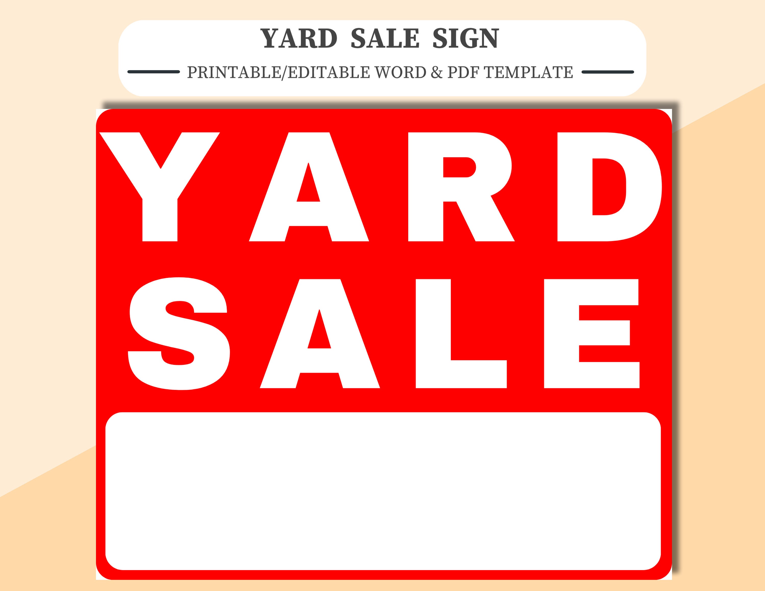 YARD SALE Sign. Printable/editable in Word & PDF Templates. Yard Sale YARD SALE Sign. Printable/editable in Word & PDF Templates. Yard Sale