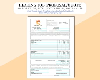 Editable Heating Proposal Template: Excel, Word, PDF, Google Sheets