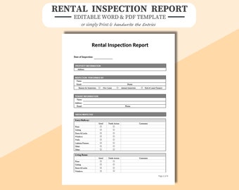 Formulario de informe de inspección de alquiler: plantilla editable en PDF y Word