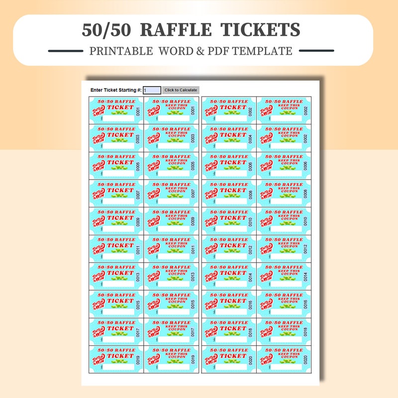 50/50 Raffle Template - Etsy