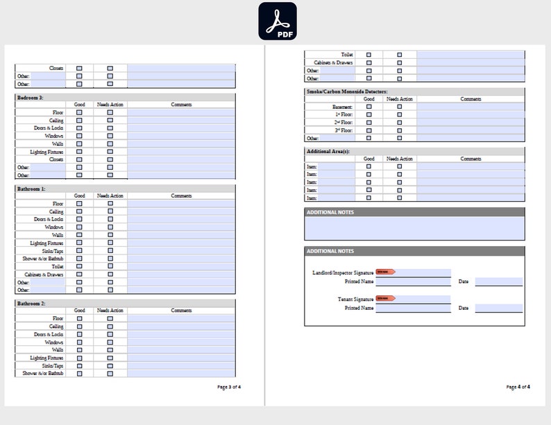 Rental Inspection Report. Editable, Printable. Landlord Inspection Report, Property Inspection ...