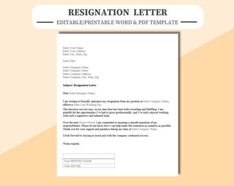 Editable Resignation Letter Template: Word, PDF, Google Docs