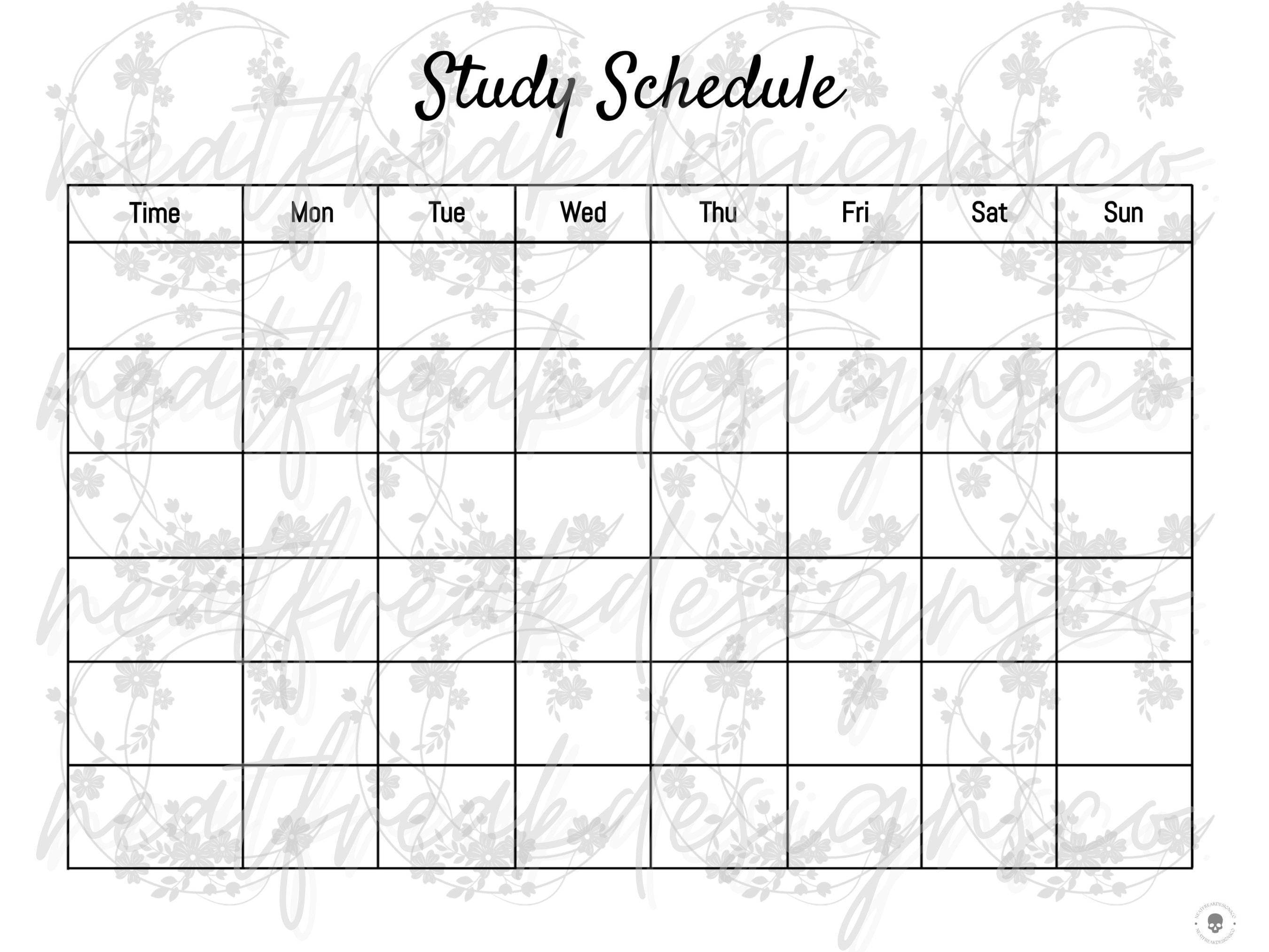 Printable Study Schedule Template Customizable Weekly Study Planner Achieve Your Academic Goals ...